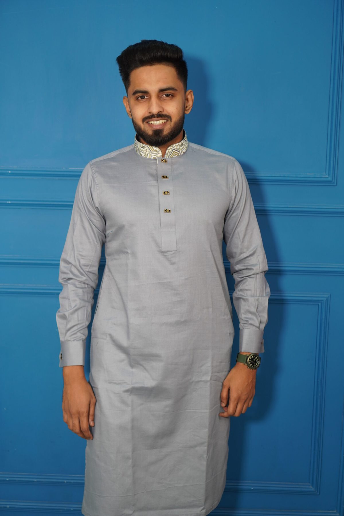 Panjabi for Men's - Silver style fashion 2 - Image 1