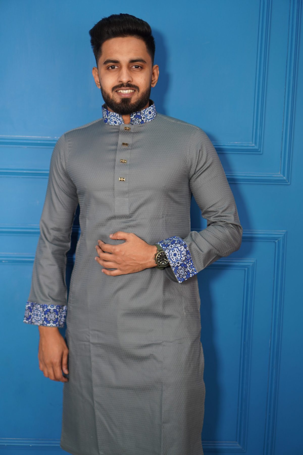 Panjabi for Men's - Gray style fashion 1 - Image 1